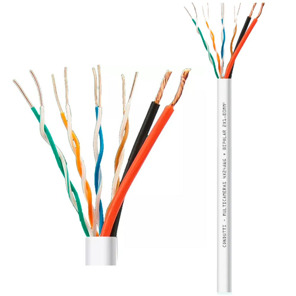 Metro Cabo de Rede Condutti Com Alimentação Multicameras, 4X24AWG(S) 2X1MM2(F) - Branco